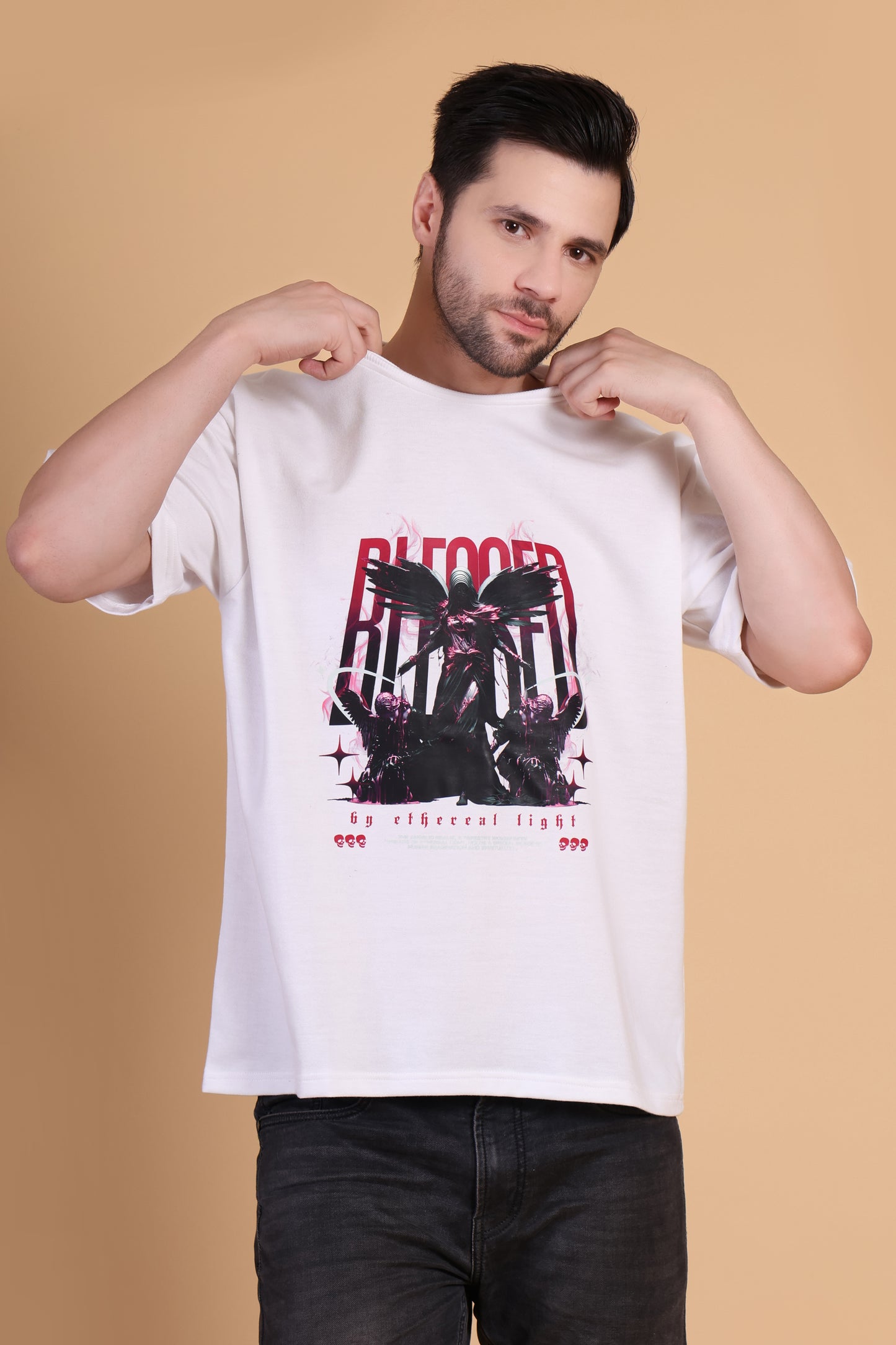 Premium High Quality Graphic Tee -- White Blessed