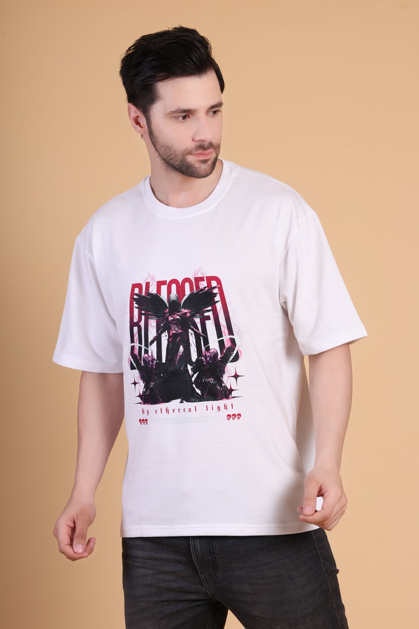 Premium High Quality Graphic Tee -- White Blessed