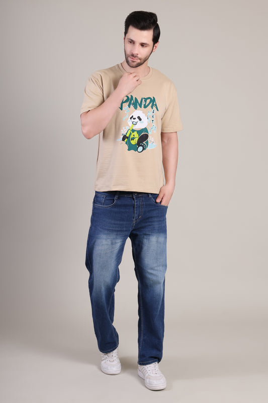 Premium High Quality Graphic Tee -- Beige Panda