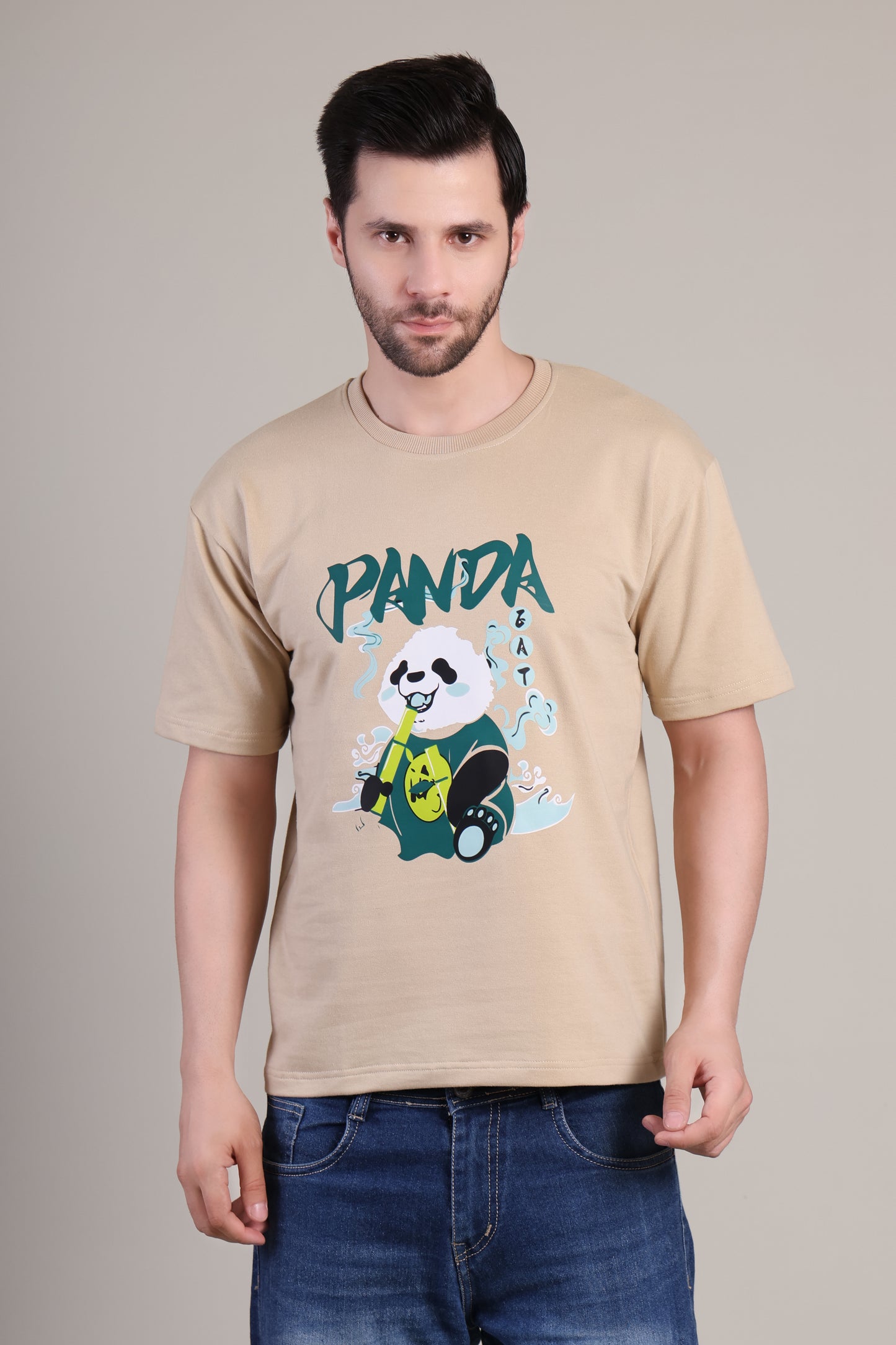 Premium High Quality Graphic Tee -- Beige Panda