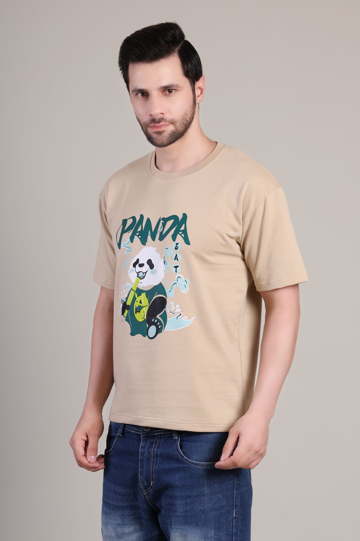 Premium High Quality Graphic Tee -- Beige Panda
