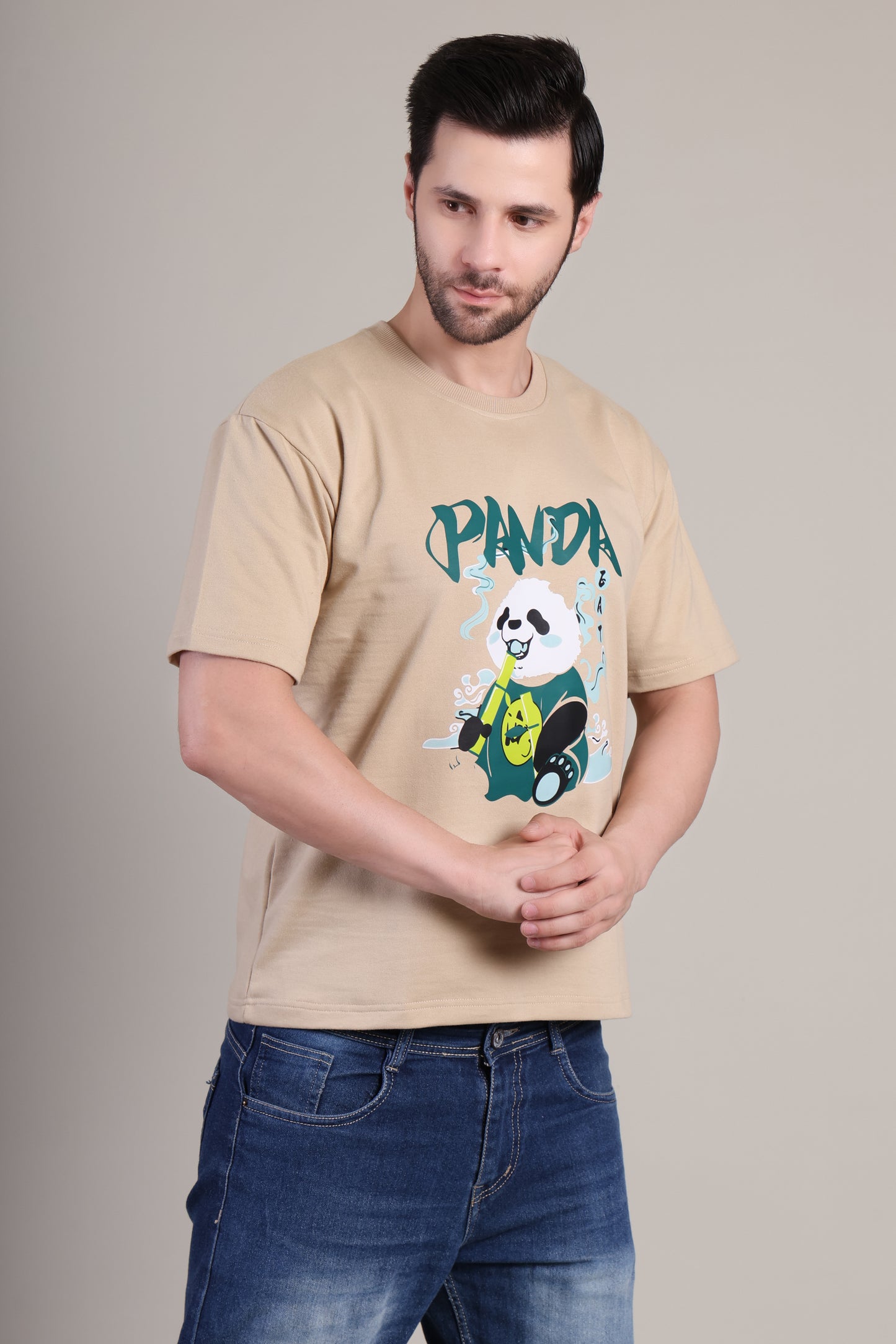 Premium High Quality Graphic Tee -- Beige Panda
