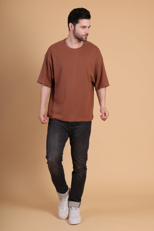 Premium Quality Textured Tee-Brown