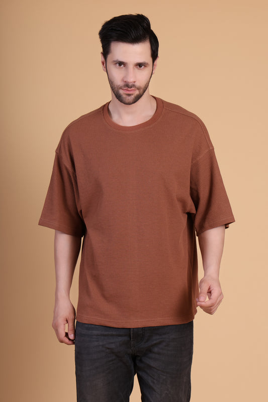 Premium Quality Textured Tee-Brown