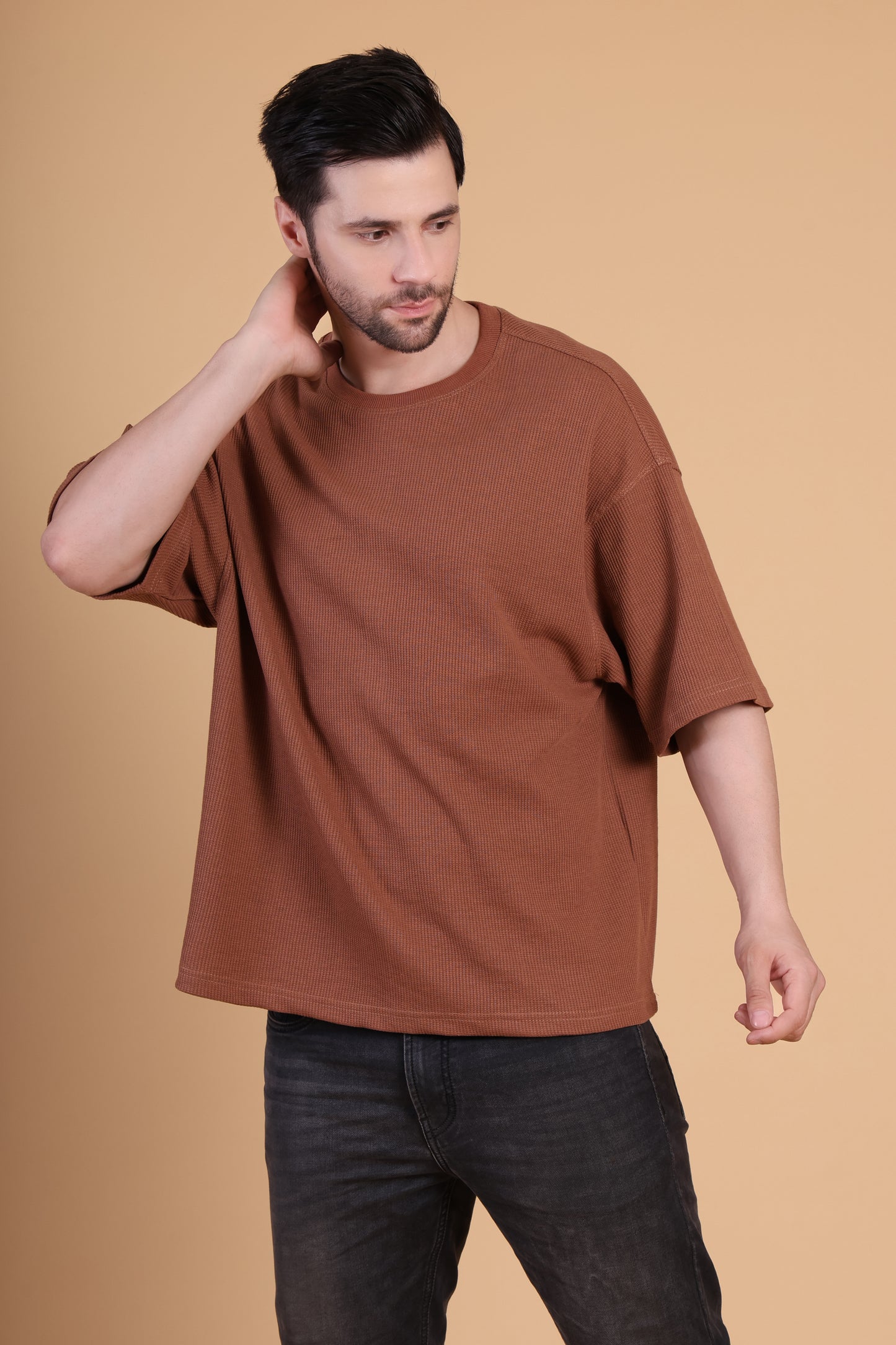 Premium Quality Textured Tee-Brown