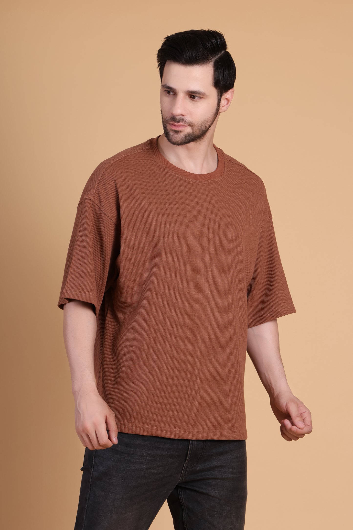 Premium Quality Textured Tee-Brown